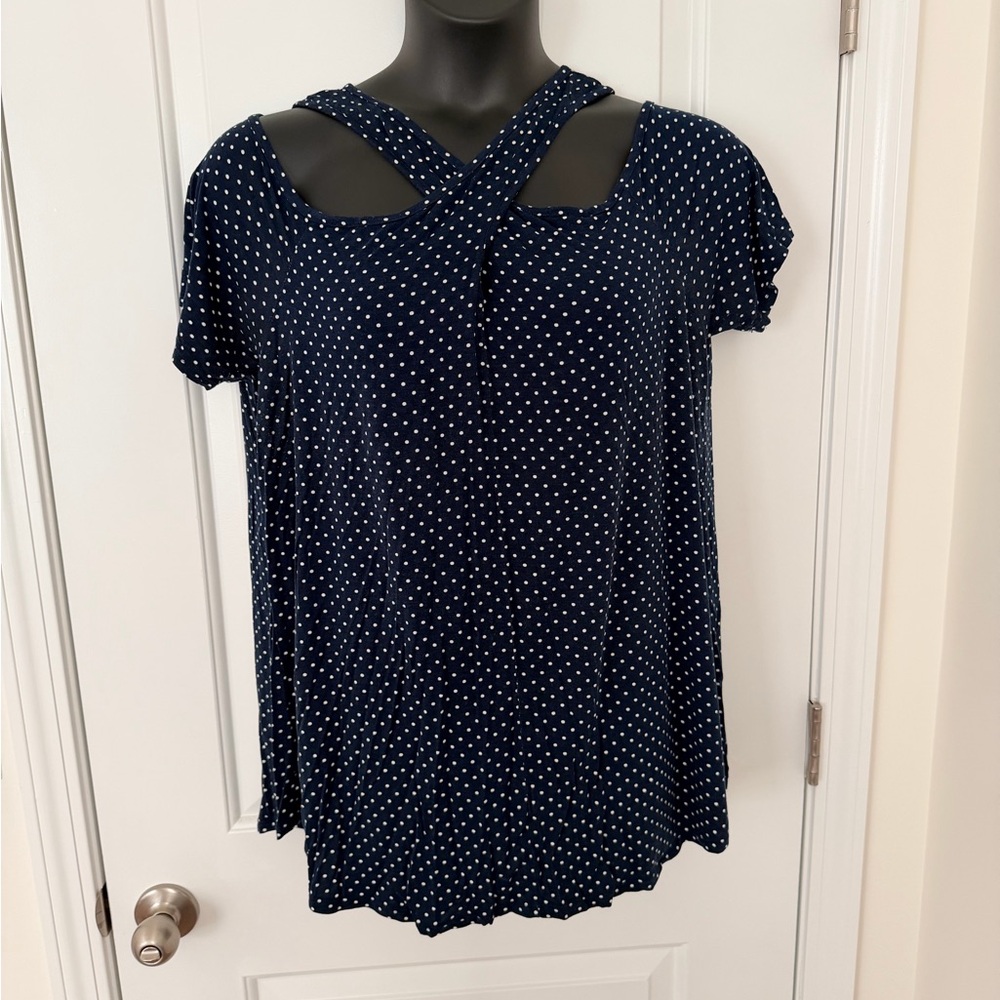 ChicSoul Navy Polka Dot Women's Top Size 2X